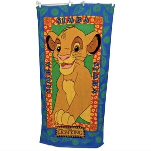 Vintage 90s Franco Disney The Lion King Simba Cub  56 x 30 Beach Towel Swim Pool